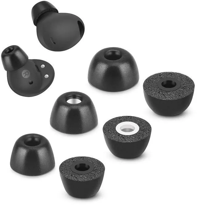 Main image of Memory Foam Tips for Samsung Galaxy Buds 2 Pro, No Silicone Eartips Pain, Anti-Slip Replacement Ear Tips, Fit in The Charging Case, Reducing Noise Earbuds, 3 Pairs (Assorted Sizes S/M/L, Black)