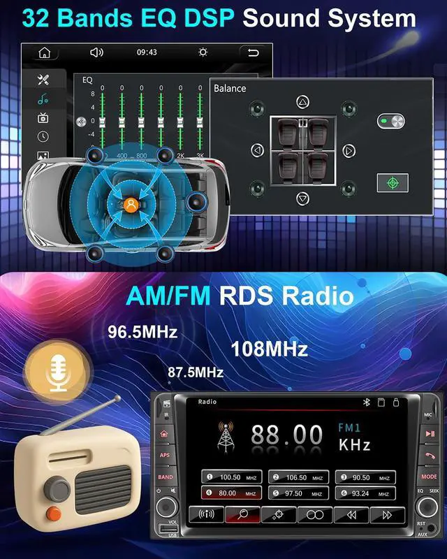 Alt view image 4 of 7 - Plug and Play Car Stereo Radio for Subaru Forester 2009-2015/Subaru Impreza 2008-2014/Subaru WRX 2008-2015/Subaru WRX STI 2008-2015/Subaru XV Crosstrek 2012-2015 Support Carplay/Android Auto/BT/AM/FM