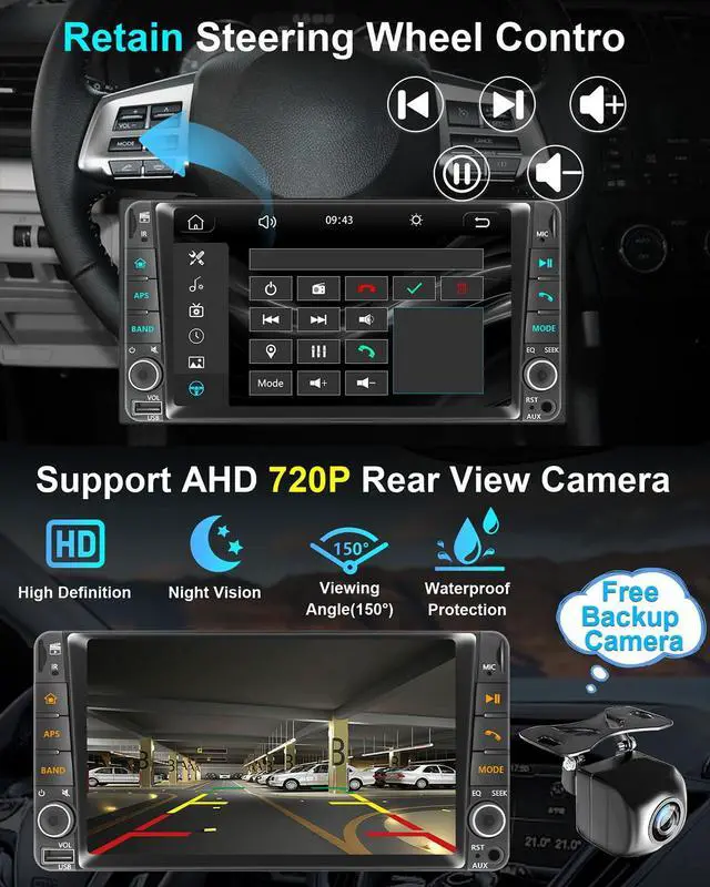 Alt view image 6 of 7 - Plug and Play Car Stereo Radio for Subaru Forester 2009-2015/Subaru Impreza 2008-2014/Subaru WRX 2008-2015/Subaru WRX STI 2008-2015/Subaru XV Crosstrek 2012-2015 Support Carplay/Android Auto/BT/AM/FM