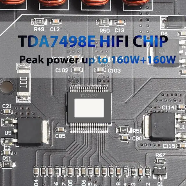 Alt view image 3 of 6 - 320W Power Amplifier Board with Subwoofer 2.0 Channel 160W×2, 15V-36V Audio Power Amplifier Module with Treble and Bass Control,Black (ZK-1602T)
