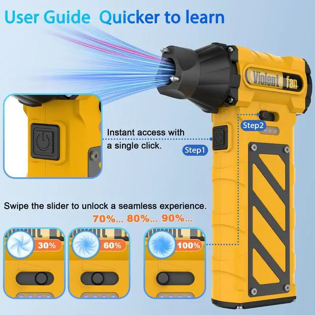 Alt view image 6 of 7 - Electric Air Duster-Compressed Air Duster,60mph Wind Stepless Speed Canned Air for PC/Compute/Electronics/Home&Car Cleaning, 150000RPM Air Blower to Spray Air Can Dust Off Keyboard Cleaner (Yellow)