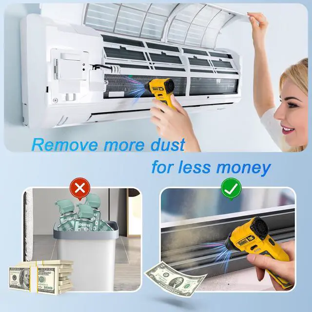 Alt view image 4 of 7 - Electric Air Duster-Compressed Air Duster,60mph Wind Stepless Speed Canned Air for PC/Compute/Electronics/Home&Car Cleaning, 150000RPM Air Blower to Spray Air Can Dust Off Keyboard Cleaner (Yellow)