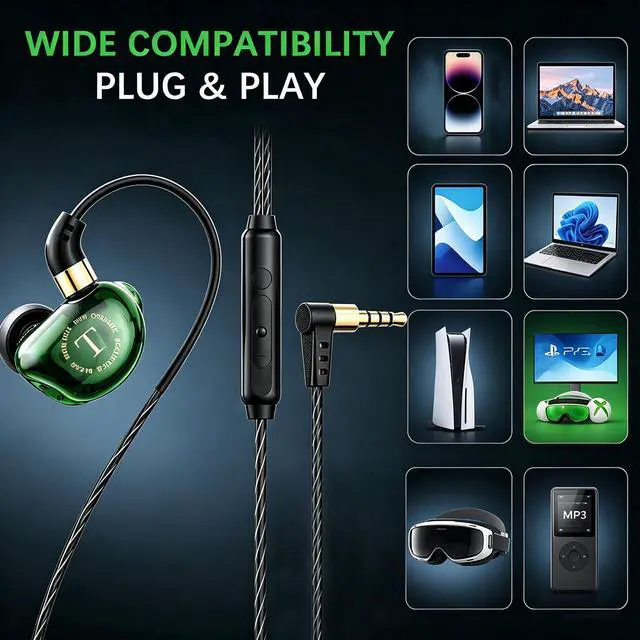 Alt view image 6 of 7 - Wired Gaming Earbuds with Mic, 360° Spatial Audio, 10mm Drivers, in-Ear Headphones with Volume Control, 3.5mm Jack for PC, PS5, Xbox, Switch, Laptop(Black)
