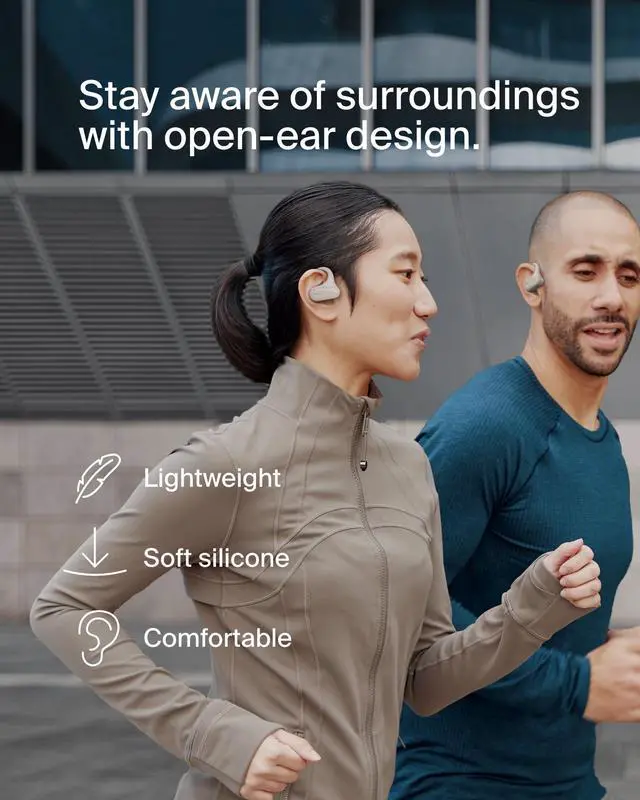Alt view image 2 of 7 - SoundForm ClearFit Open-Ear Earbuds, IPX5, 26H Battery Life | Wireless sport earphones, environmental noise cancelling, Bluetooth multipoint, hiking, biking, running, gym