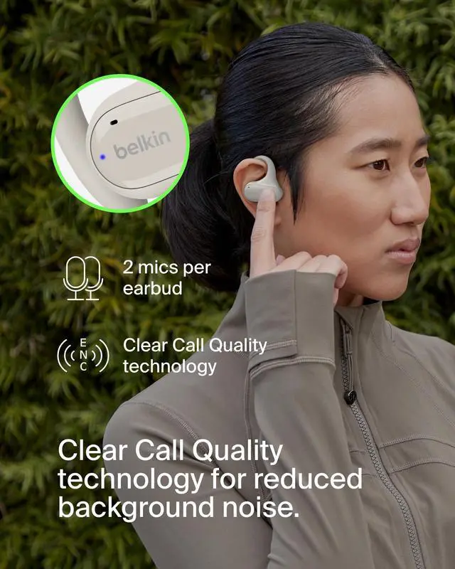 Alt view image 5 of 7 - SoundForm ClearFit Open-Ear Earbuds, IPX5, 26H Battery Life | Wireless sport earphones, environmental noise cancelling, Bluetooth multipoint, hiking, biking, running, gym