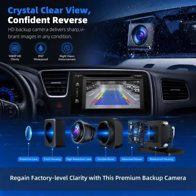 Alt view image 4 of 7 - Backup Camera Compatible with Chevy Malibu 2023 2024 1.5L 4Cyl, Rear Camera Reverse Parking Assist Installation Monitor Systems (Camera with Bracket)