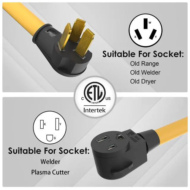 Alt view image 2 of 5 - NEMA 10-50P to 6-50R Heavy-Duty Welding Plug 250V Adapter Range Stove Oven to Welder Plasma Cutter 50 Amp with Ergonomic Handle STW 6 AWG*3C 1FT