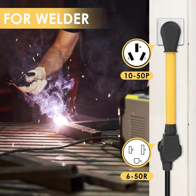 Alt view image 5 of 5 - NEMA 10-50P to 6-50R Heavy-Duty Welding Plug 250V Adapter Range Stove Oven to Welder Plasma Cutter 50 Amp with Ergonomic Handle STW 6 AWG*3C 1FT