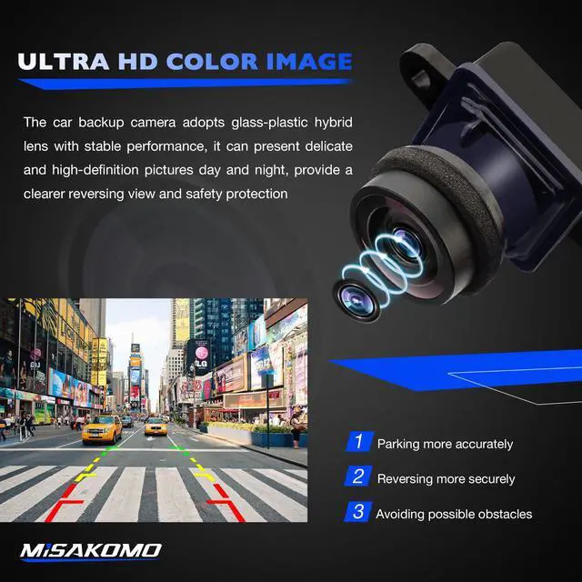 Alt view image 2 of 7 - Rear View Backup Camera Compatible with Chrysler Town Country 2011-2016 & Dodge Grand Caravan 2011-2020, Replace 4672639AA CH1960103, HD Color Night Vision Reverse Camera