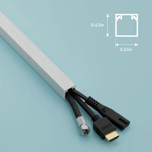 Alt view image 3 of 7 - 32.8ft Cable Raceway, Self Adhesive Cord Cover, Hide Surface Wires, Paintable - 10x 0.63in (W) x 0.63in (H) x 39in Lengths - White