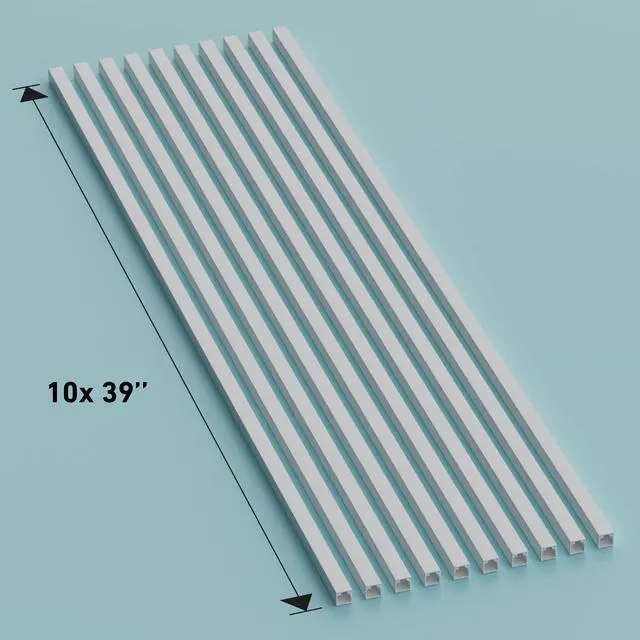 Alt view image 5 of 7 - 32.8ft Cable Raceway, Self Adhesive Cord Cover, Hide Surface Wires, Paintable - 10x 0.63in (W) x 0.63in (H) x 39in Lengths - White