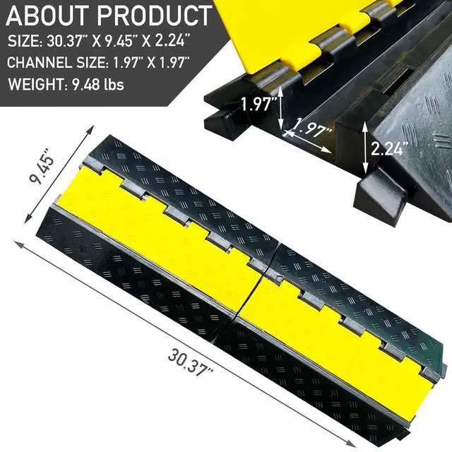 Alt view image 2 of 7 - Foldable1 Channel Rubber Cable Protector Wire Hose Protective Ramp 22000Lbs Load Capacity Traffic Speed Bump for Asphalt Concrete Gravel Driveway Indoor Outdoor (1PACK)