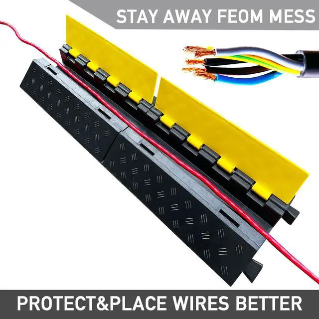 Alt view image 3 of 7 - Foldable1 Channel Rubber Cable Protector Wire Hose Protective Ramp 22000Lbs Load Capacity Traffic Speed Bump for Asphalt Concrete Gravel Driveway Indoor Outdoor (1PACK)
