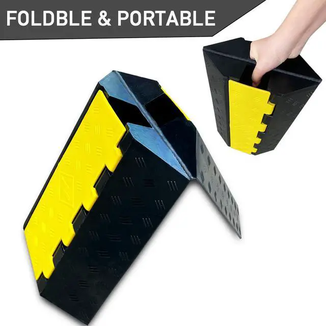 Alt view image 4 of 7 - Foldable1 Channel Rubber Cable Protector Wire Hose Protective Ramp 22000Lbs Load Capacity Traffic Speed Bump for Asphalt Concrete Gravel Driveway Indoor Outdoor (1PACK)
