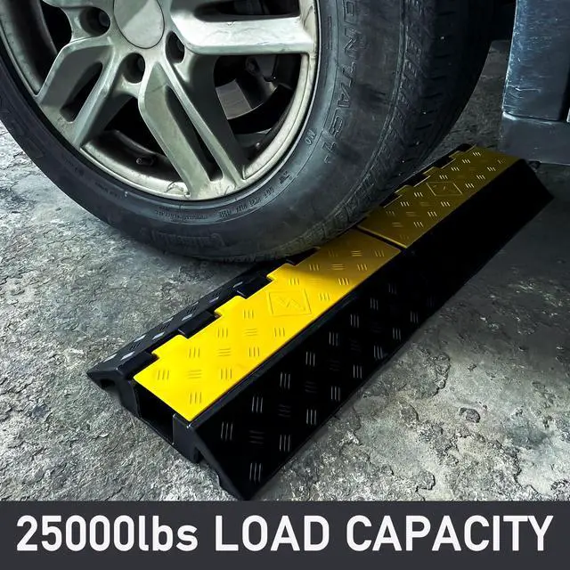 Alt view image 6 of 7 - Foldable1 Channel Rubber Cable Protector Wire Hose Protective Ramp 22000Lbs Load Capacity Traffic Speed Bump for Asphalt Concrete Gravel Driveway Indoor Outdoor (1PACK)