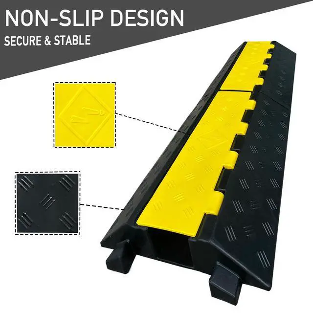 Alt view image 5 of 7 - Foldable1 Channel Rubber Cable Protector Wire Hose Protective Ramp 22000Lbs Load Capacity Traffic Speed Bump for Asphalt Concrete Gravel Driveway Indoor Outdoor (1PACK)
