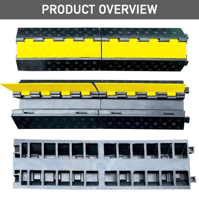 Alt view image 7 of 7 - Foldable1 Channel Rubber Cable Protector Wire Hose Protective Ramp 22000Lbs Load Capacity Traffic Speed Bump for Asphalt Concrete Gravel Driveway Indoor Outdoor (1PACK)