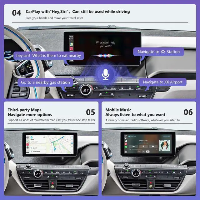 Alt view image 6 of 7 - Wireless CarPlay Interface Decoder for BMW I3 I01 2012-2017 NBT | CarPlay Retrofit Kit for BMW I3 with NBT, Support Wireless Carplay, Android Auto, MirrorLink
