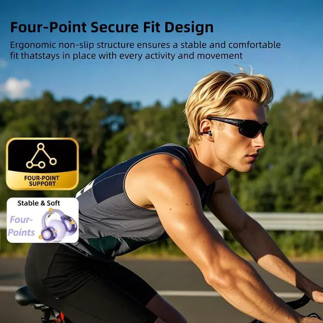 Alt view image 3 of 7 - M97 Clip On Earbuds Wireless Bluetooth 6.0, Open Ear Headphones with 50H Battery 10-Min Quick Charge, Featherlight C-Shaped Hook, Secure Fit for Running/Gym, IPX5 Waterproof, Deep Bass(black)