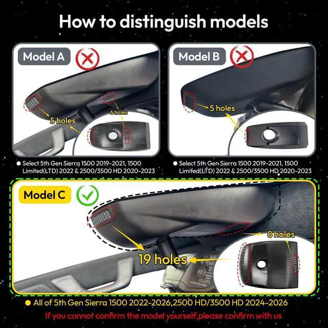 Alt view image 2 of 7 - Front 4K Dash Cam fit for GMC Sierra 1500 2022-2026 HD 2024-2026 | Pro SLE Elevation SLT AT4X Denali Ultimate Accessories (Model C),integrated Camera,2160P Video HDR,5.8G WiFi&APP,GPS,OEM Look