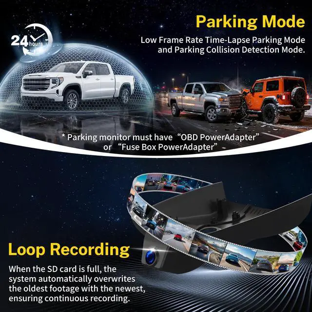 Alt view image 6 of 7 - Front 4K Dash Cam fit for GMC Sierra 1500 2022-2026 HD 2024-2026 | Pro SLE Elevation SLT AT4X Denali Ultimate Accessories (Model C),integrated Camera,2160P Video HDR,5.8G WiFi&APP,GPS,OEM Look