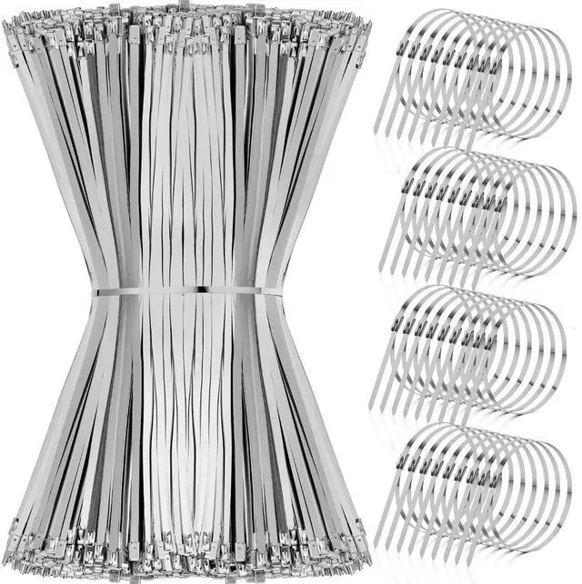 Main image of 1000 Pcs Metal Zip Ties Heavy Duty 304 Stainless Steel Multi Purpose Self Locking Cable Ties for Exhaust Machinery Fence Farm Pipe Roof Outdoor (11.8 Inch)