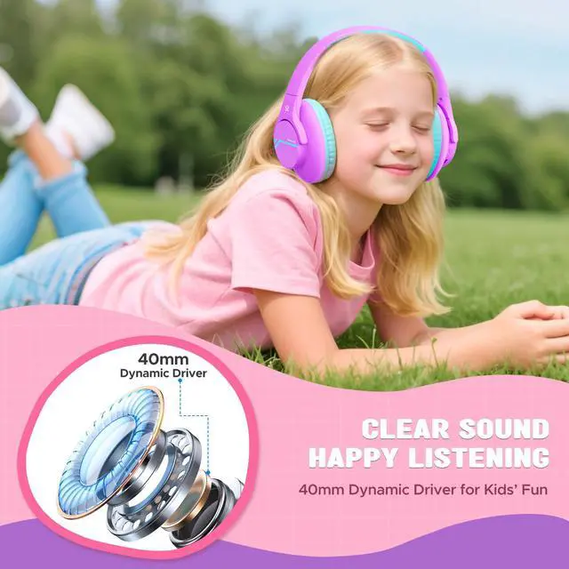 Alt view image 3 of 7 - Nova1Lite Kids Wireless Active Noise Cancelling Headphones, Bluetooth 5.3, Safe Volume 74/85/94dB, Real 40H Battery, Type-C Fast Charging, boy Girl Built-in Mic for School Travel Airplane