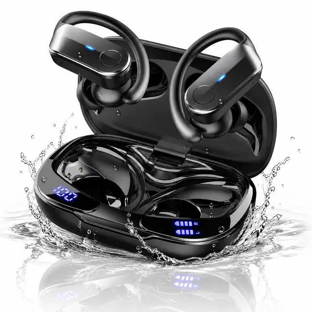Main image of Sport Wireless Earbuds with Earhooks, 70H Playtime, IPX8 Waterproof | Bluetooth 5.4, 4 ENC Microphones, Deep Bass Sound, LED Display, USB-C Fast Charging, Secure Fit For Running, Gym And Workouts