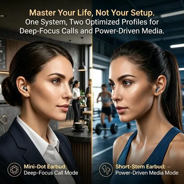 Alt view image 3 of 7 - Wireless Earbuds, 2 in 1 Case(Mini Sleep Earbuds & Semi-In-Ear Headphones), Bluetooth Earphones with LED Power Display,Smallest Invisible Earbuds for Small Ears Canals Side Sleepers, Sports, Work