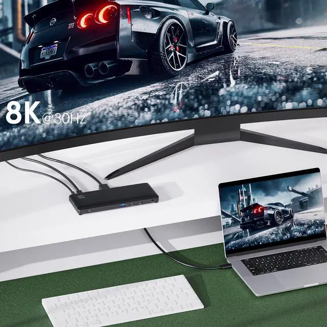 Alt view image 3 of 7 - Laptop Docking Station, 12-in-1 USB-C Docking Station, Triple Display with 2xHDMI and 1xDP, 10 Gbps USB-C and 5 Gbps USB-A Data, Ethernet, Audio, 100W Charging for Dell, HP, Lenovo and More