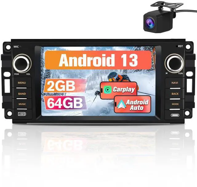Main image of Car Radio Stereo Upgrade for Jeep Wrangler 2007-2018/Dodge Ram 1500,etc., Android Head Unit with 7-Inch Touch Screen/Backup Camera/Wireless CarPlay & Android Auto/Mirroring/Wi-Fi/FM/SWC