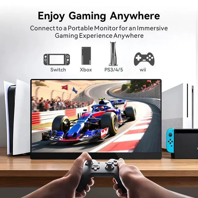 Alt view image 6 of 7 - 15.6" Portable Monitor Touchscreen 1080P FHD 60Hz 10-Point Touch Screen Monitor Portable with Protective Sleeve, Dual Speakers, USB-C & Mini HDMI, Travel Monitor for Laptop, PC, Phone