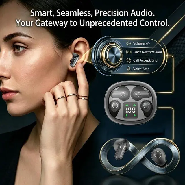 Alt view image 7 of 7 - Wireless Earbuds, 2 in 1 Case(Mini Sleep Earbuds & Semi-In-Ear Headphones), Bluetooth Earphones with LED Power Display,Smallest Invisible Earbuds for Small Ears Canals Side Sleepers, Sports, Work