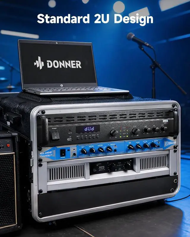 Alt view image 5 of 7 - Power Amplifier, 2 Channel Audio Amplifier with Bluetooth 5.3, EQ Controls, 100W RMS and 225W @4 Bridgeable, Versatile Inputs, for Home Party, Live Sound, DJs and Garage, MAMP7