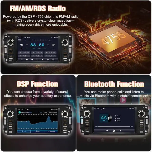 Alt view image 6 of 7 - Car Radio Stereo Upgrade for Jeep Wrangler 2007-2018/Dodge Ram 1500,etc., Android Head Unit with 7-Inch Touch Screen/Backup Camera/Wireless CarPlay & Android Auto/Mirroring/Wi-Fi/FM/SWC