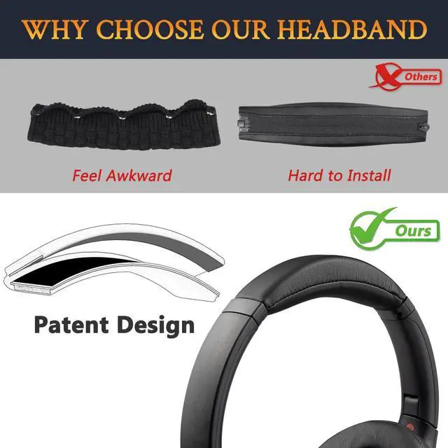 Alt view image 4 of 6 - Headband for Sony WH-XB900N Wireless Noise Canceling Headphones (Do Not Fit WH-XB910N), Replacement Headstrap Pad Repair Part - Black