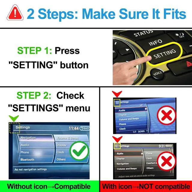Alt view image 2 of 7 - Wireless CarPlay & Android Auto Retrofit Kit for Infiniti G35 G37 FX35 FX37 FX50 EX35 EX37 QX70 Q40, Check Car Setting Menu Icon Before Buying (See 2 Steps Guide)