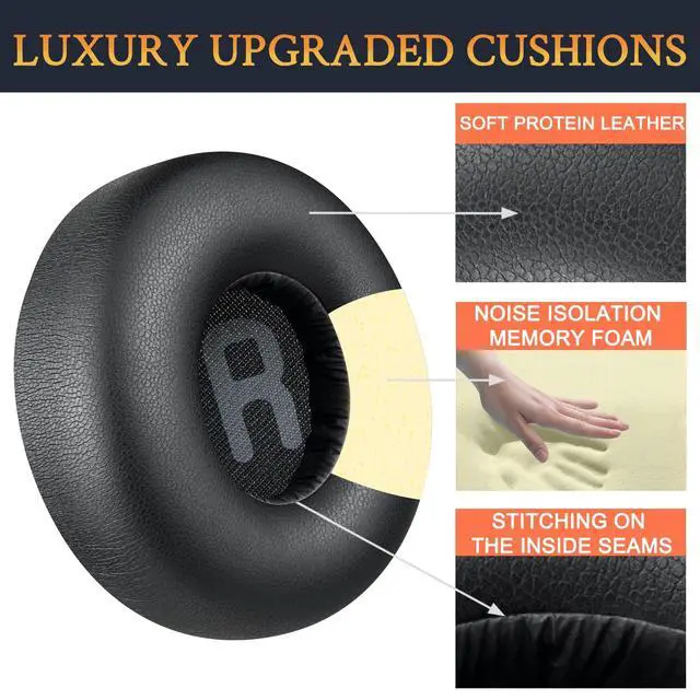Alt view image 7 of 7 - Earpads Replacement for JBL Tune 600(T600BTNC 600BTNC)/660(T660NC 660NC)/670(T670NC 670NC) Headphones, Ear Pads Cushions with Soft Protein Leather, Noise Isolation Foam - Black