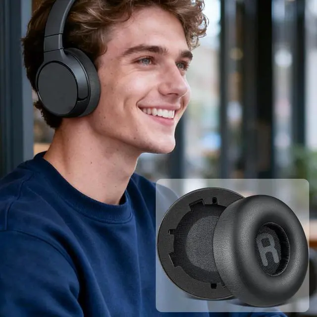 Alt view image 5 of 7 - Earpads Replacement for JBL Tune 600(T600BTNC 600BTNC)/660(T660NC 660NC)/670(T670NC 670NC) Headphones, Ear Pads Cushions with Soft Protein Leather, Noise Isolation Foam - Black