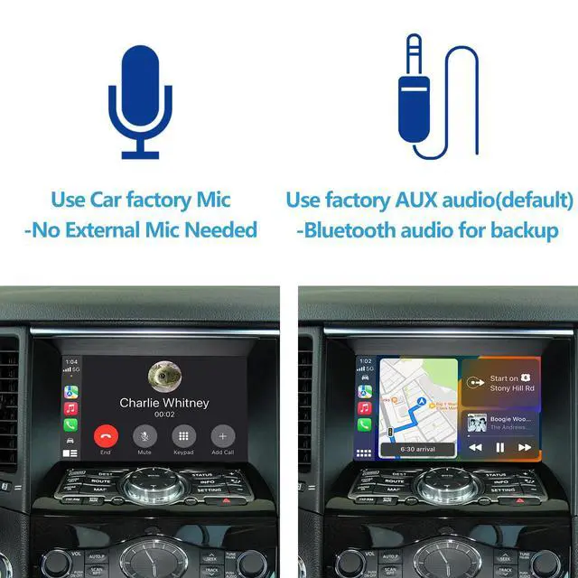 Alt view image 5 of 7 - Wireless CarPlay & Android Auto Retrofit Kit for Infiniti G35 G37 FX35 FX37 FX50 EX35 EX37 QX70 Q40, Check Car Setting Menu Icon Before Buying (See 2 Steps Guide)