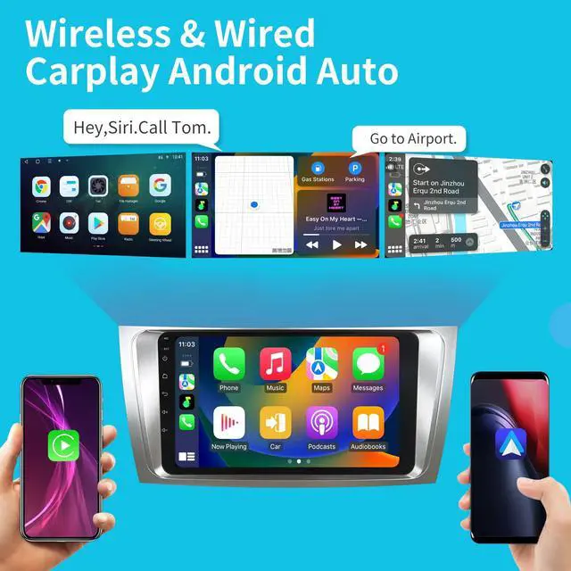 Alt view image 3 of 7 - Radio for Toyota Camry 2007 2008 2009 2010 2011 Car Stereo Android 14 9 Inch IPS Touch Screen Wireless Carplay& Android Auto Bluetooth WiFi Wireless GPS FM SWC Backup Camera Head Unit