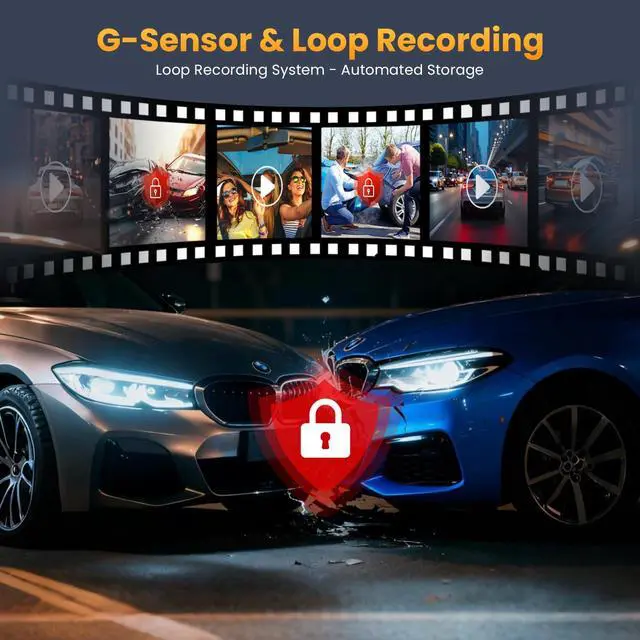 Alt view image 4 of 7 - 4K 3-Channel Dash Cam, Front Rear Inside, 5GHz WiFi, 64GB Card | Wide-angle car camera with infrared night vision, 24H parking mode, loop recording, and G-sensor for Uber and taxi drivers