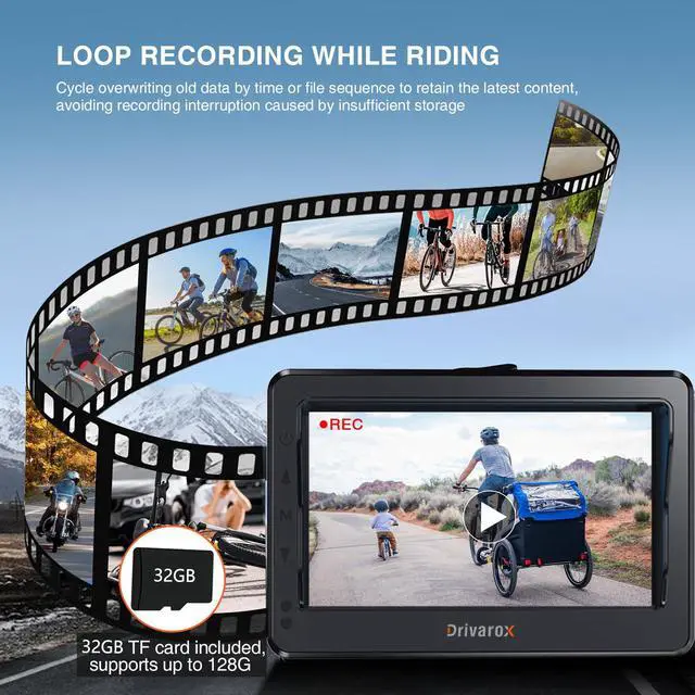 Alt view image 2 of 7 - Bicycle Rear View Camera with Loop Recording, TF Card | 4.3'' 1080P Monitor,8000mAh Battery, Night Vision Function,110° Wide Angle,for Bicycle, Mountain, Road Bike