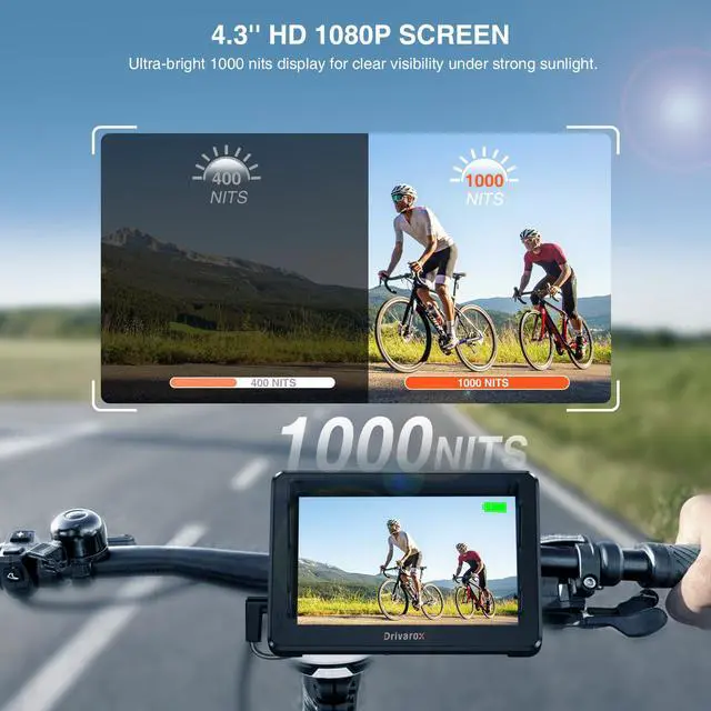 Alt view image 3 of 7 - Bicycle Rear View Camera with Loop Recording, TF Card | 4.3'' 1080P Monitor,8000mAh Battery, Night Vision Function,110° Wide Angle,for Bicycle, Mountain, Road Bike