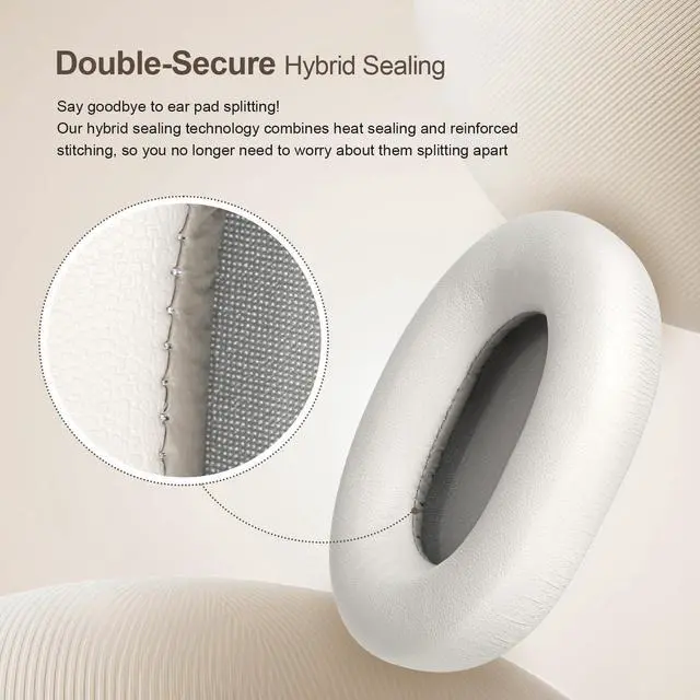 Alt view image 2 of 6 - Replacement Ear Pads Cushions for Sony XM5 Noise Canceling Headphones, Premium WH-1000XM5 Earpads Covers with Soft Protein Leather, Optimized Memory Foam (Silver)