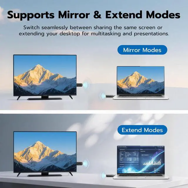 Alt view image 3 of 7 - 2026 Upgraded Wireless HDMI Transmitter and Receiver 165FT/50M, 4K Decode 1080P@60Hz Ultra HD Video Output, Plug&Play 5G+2.4G for Video and Audio to Monitor from PC/Projector/TV Box