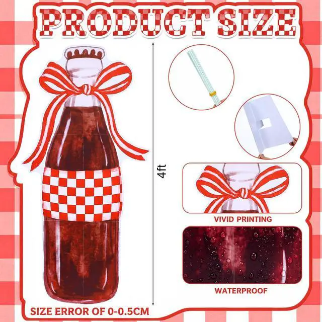 Alt view image 2 of 6 - 4ft She's Ready to Pop Baby Shower Backdrop Large Soda Bottle Bow Cardboard Cutout Stand Soda Bow Decorations for Wedding Bachelorette Bridal Shower Party