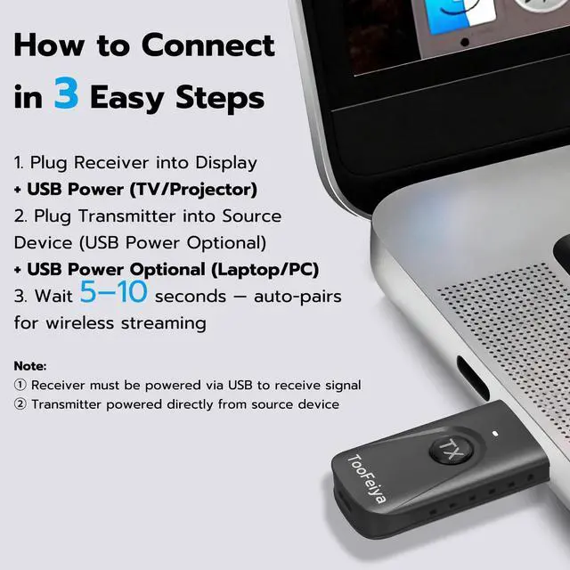 Alt view image 6 of 7 - 2026 Upgraded Wireless HDMI Transmitter and Receiver 165FT/50M, 4K Decode 1080P@60Hz Ultra HD Video Output, Plug&Play 5G+2.4G for Video and Audio to Monitor from PC/Projector/TV Box