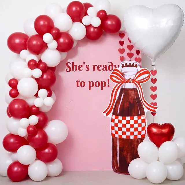 Alt view image 5 of 6 - 4ft She's Ready to Pop Baby Shower Backdrop Large Soda Bottle Bow Cardboard Cutout Stand Soda Bow Decorations for Wedding Bachelorette Bridal Shower Party