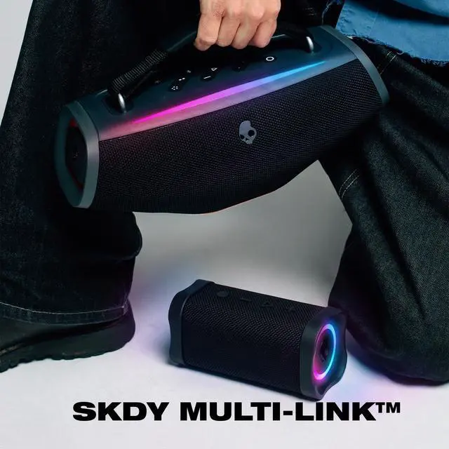 Alt view image 6 of 7 - Skullcandy Barrel Mini Portable Bluetooth Speaker, IPX7, 12-Hour Battery | Bluetooth 5.3, True Wireless Stereo, Multi-Link up to 99 Speakers, USB-C, LED Lights, Rechargeable Battery, Water-Resistant